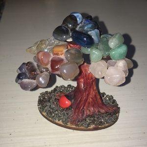 Small crystal gemstone cluster tree